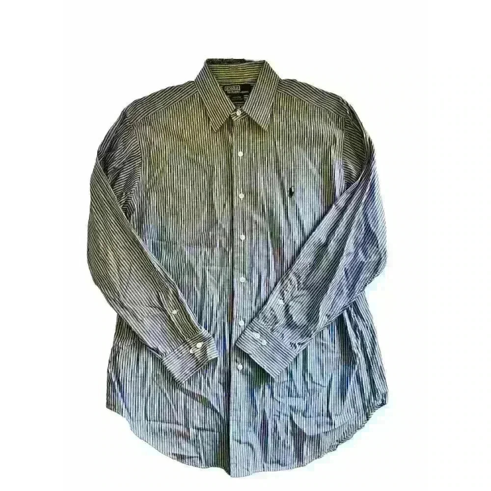 Polo Ralph Lauren Men's Shirt Size 16 32/33 Andrew Collared Striped Long Sleeve